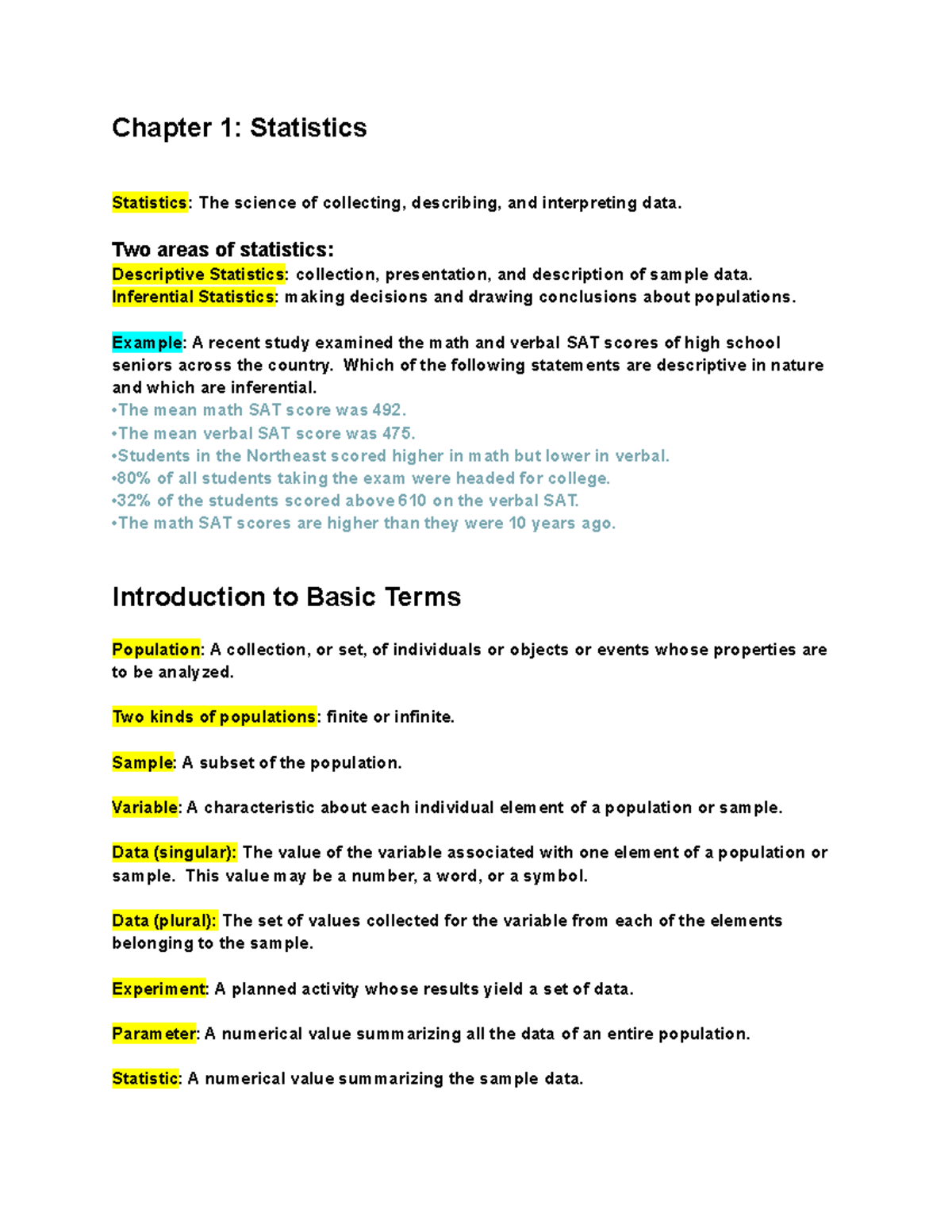 Chapter 1 Stats 1.3 - Chapter 1: Statistics Statistics: The Science Of ...