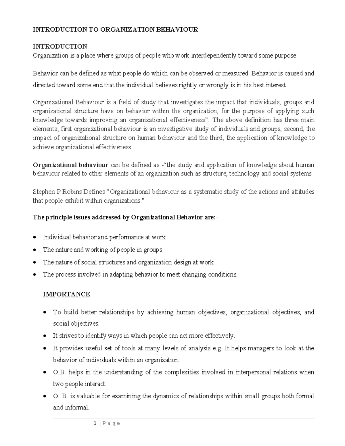 Organization-behaviour-lecture-notes-1-1 compress - INTRODUCTION TO ...