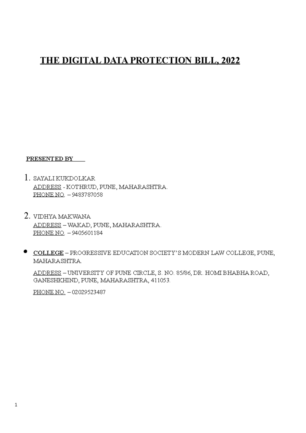 DPDP Final Information on data protection bill THE DIGITAL DATA