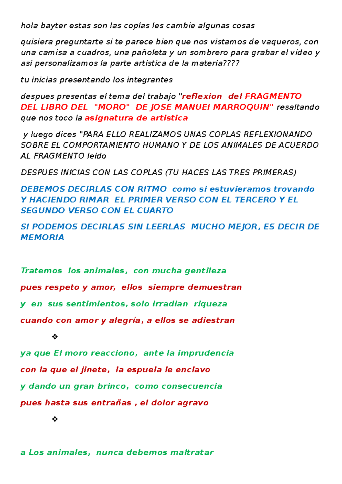 Coplas del moro - tarea as - hola bayter estas son las coplas les ...