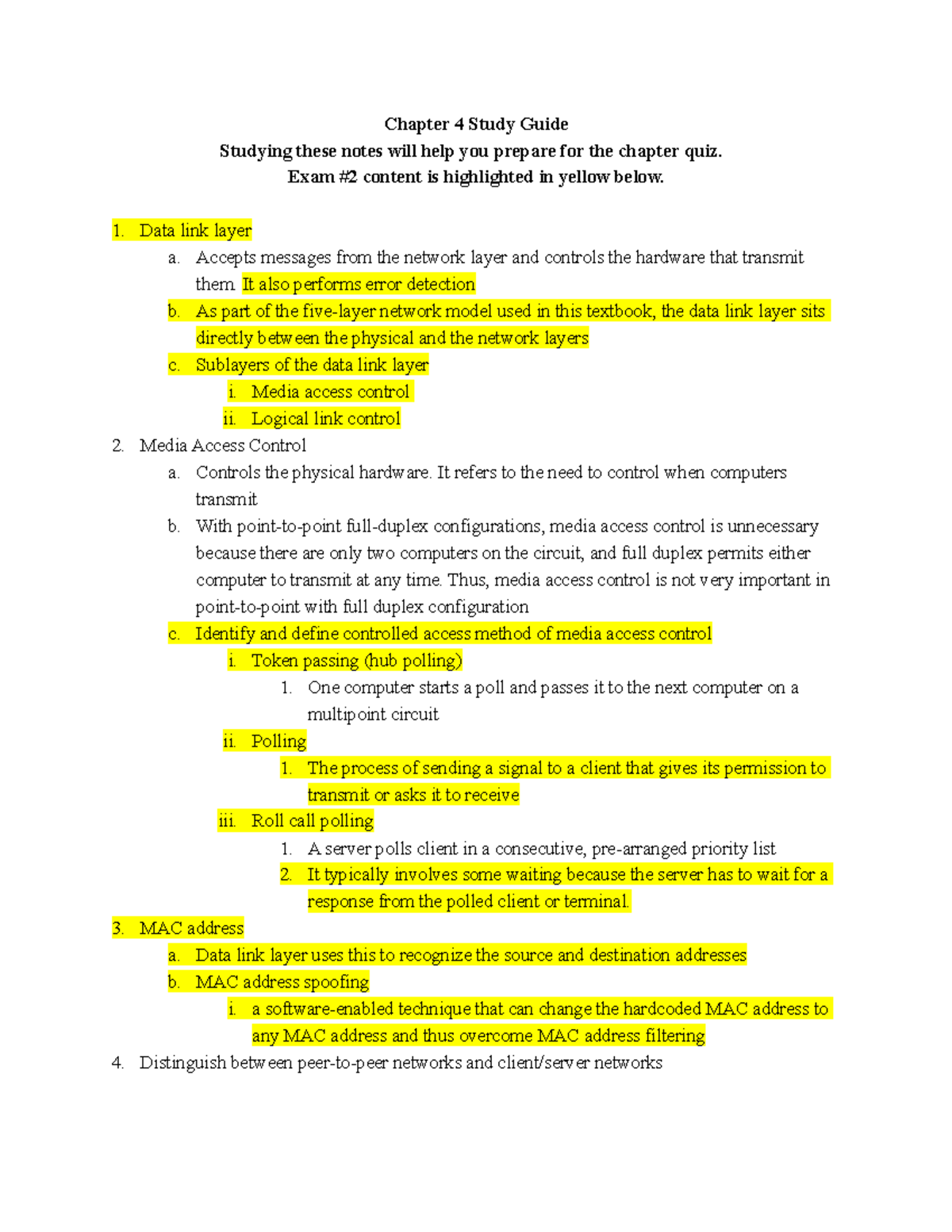 Chapter 4 Study Guide - Chapter 4 Study Guide Studying these notes will ...
