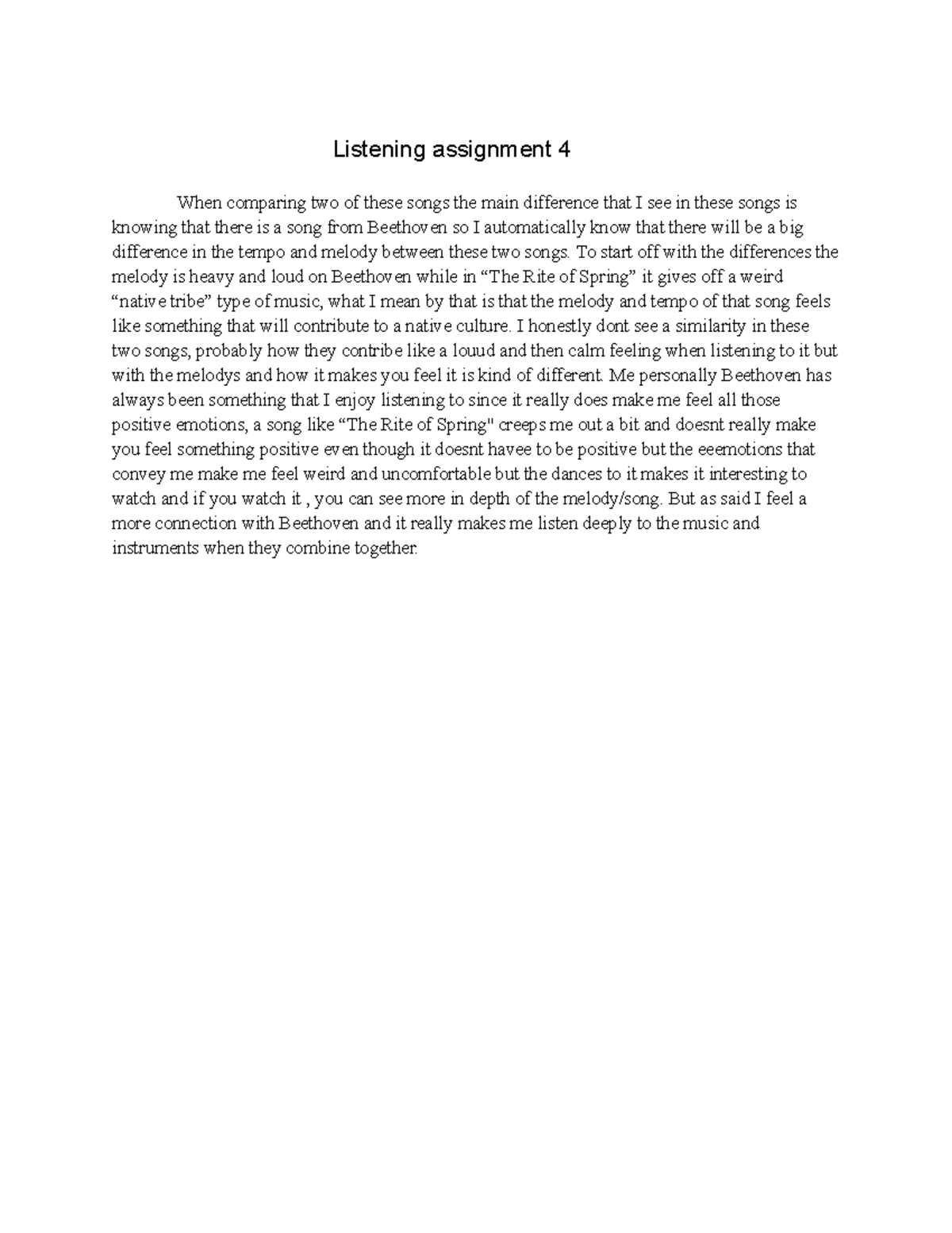 Listening assignment 4 2 Listening assignment 4 When comparing two