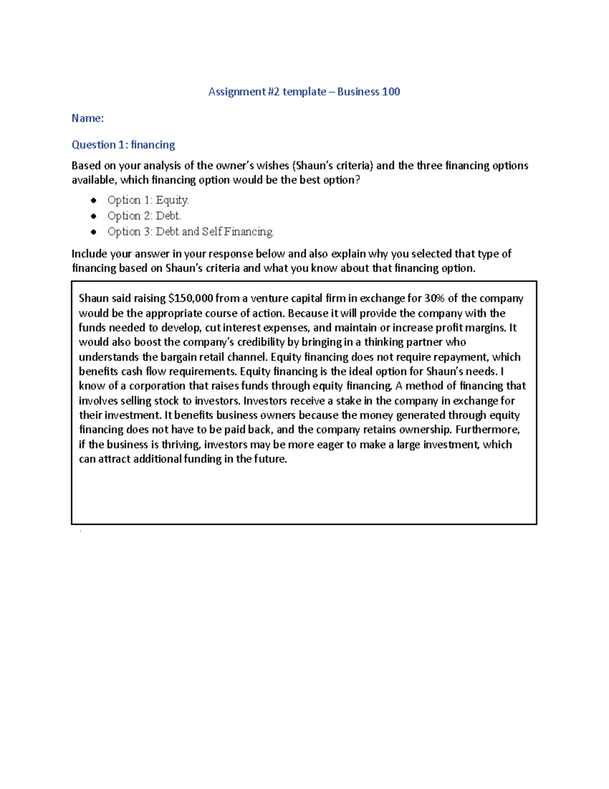 sqa higher business assignment template