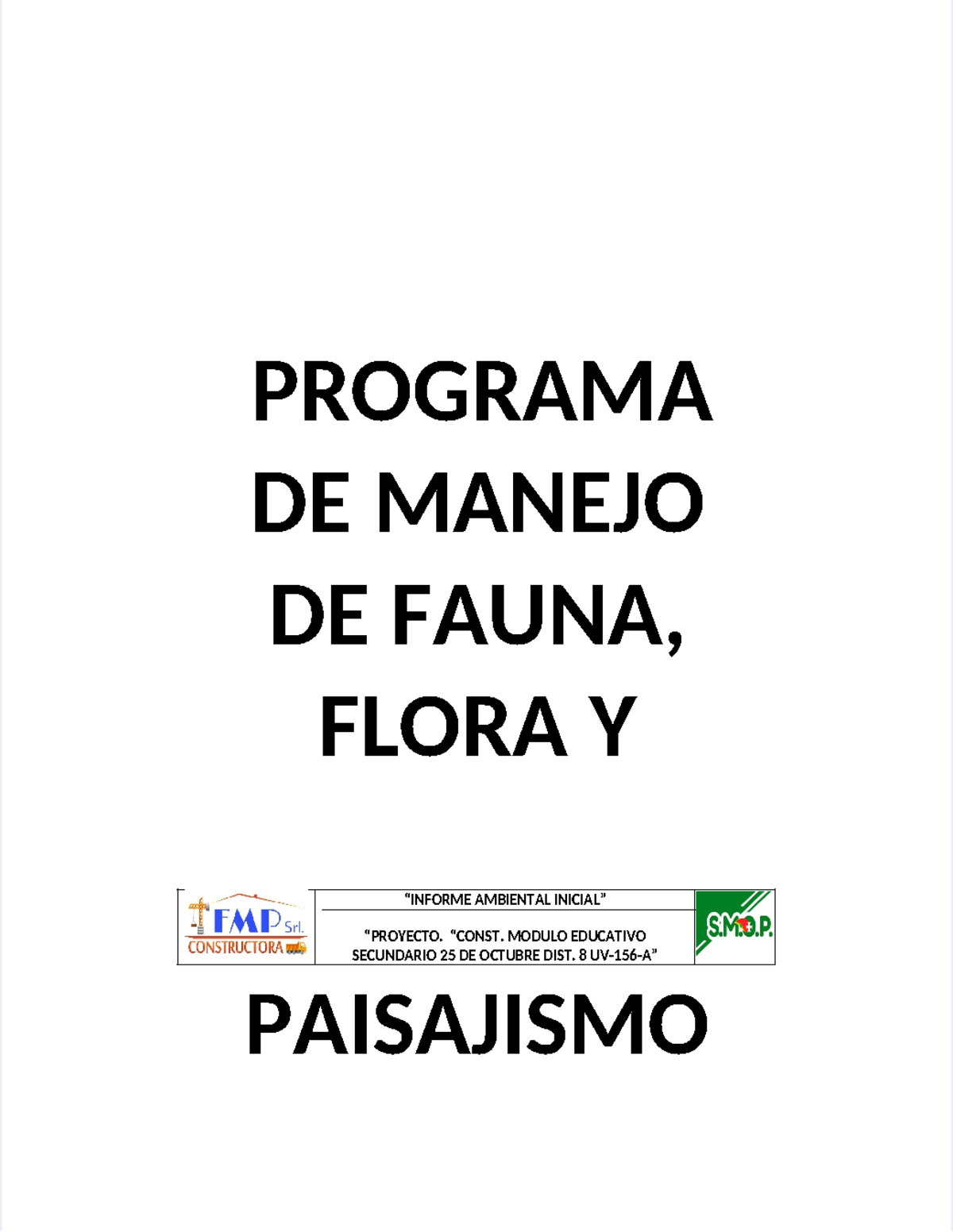 Pdf pr ma 08 programa de manejo fauna flora y paisajismo - PROGRAMA DE ...