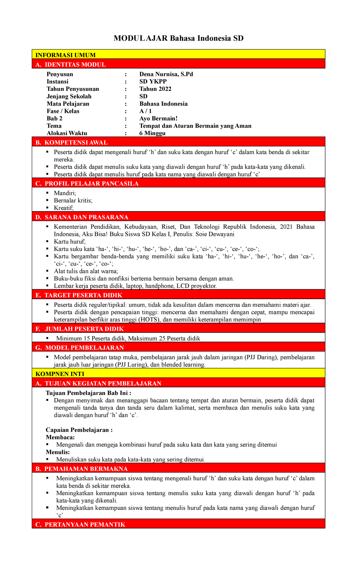 BAB 2 - MA B Indo Kls 1 (datadikdasmen - MODUL AJAR Bahasa Indonesia SD ...