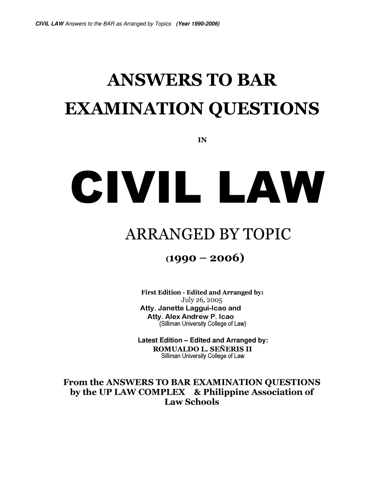 Suggested Answers In Civil Law Bar Exams 1990 2006 - CIVIL LAW Answers ...