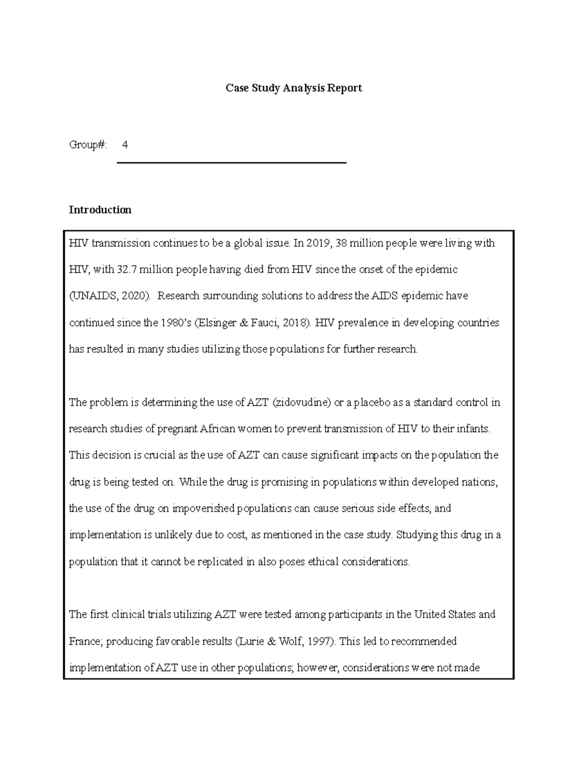 Case Study Analysis Report Case Study Analysis Report Group 4