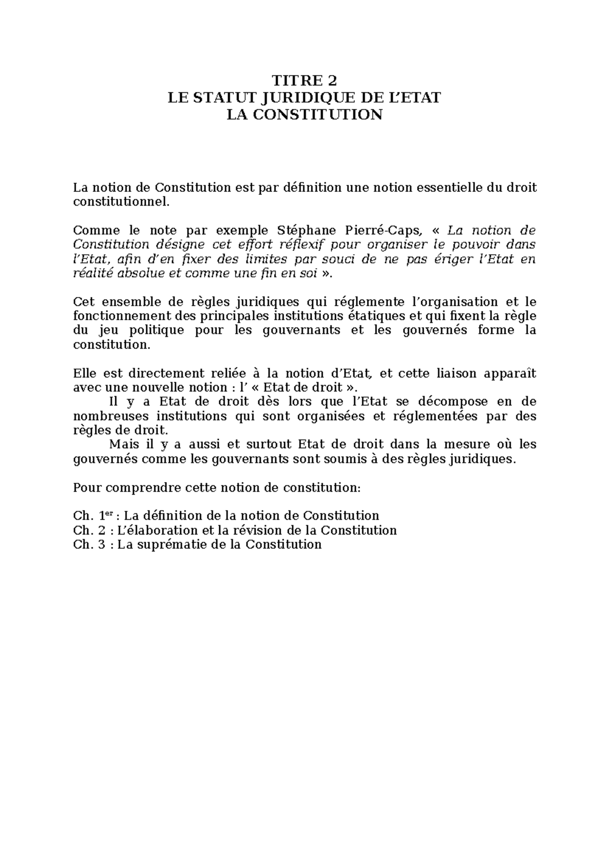 la notion de constitution dissertation juridique