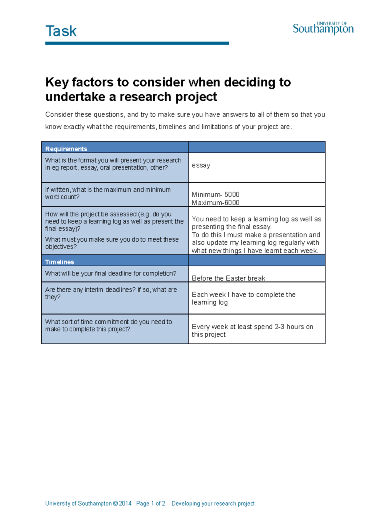 Epq plan designed to help you plan your epq - Task Key factors to ...