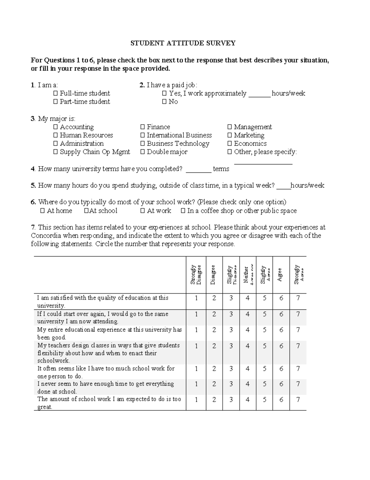 Survey A Coding KEY 2023 - STUDENT ATTITUDE SURVEY For Questions 1 to 6 ...