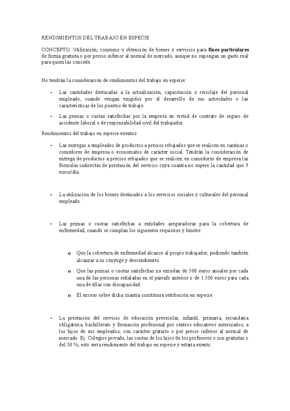 Rendimientos DEL Trabajo EN Especie - RENDIMIENTOS DEL TRABAJO EN ...