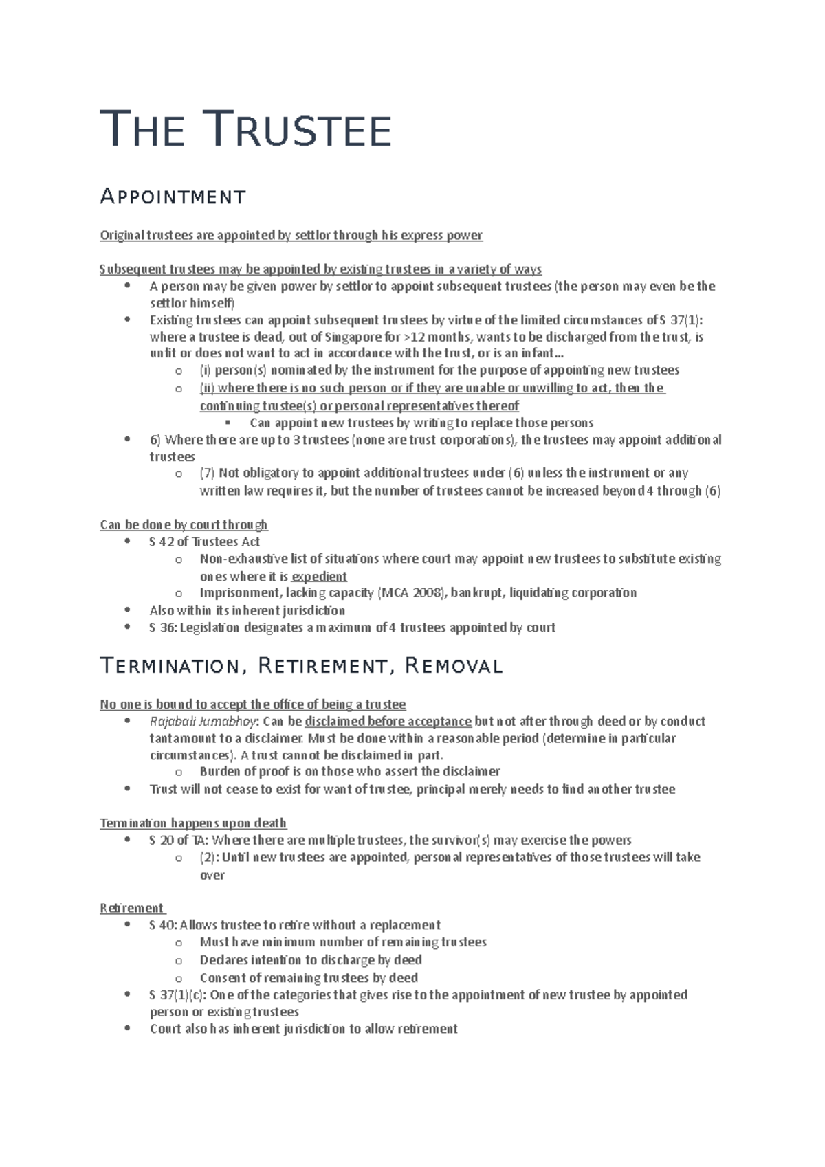 4 The Trustee - Summary of essential readings / class content on this ...