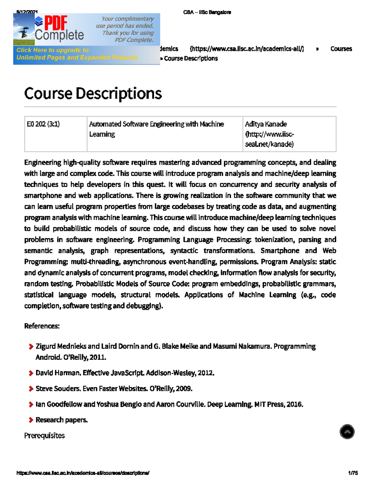 IISC Subject Syllabus Books Machine Learning for Signal Processing