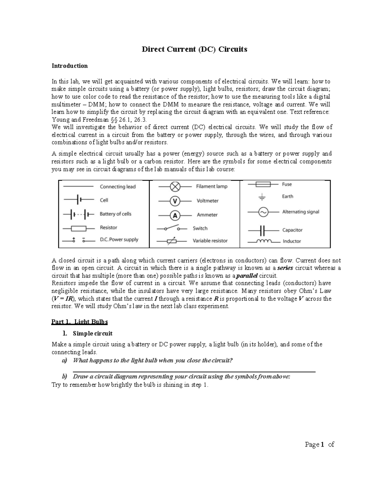 Dc circuits and ohm's law lab report image