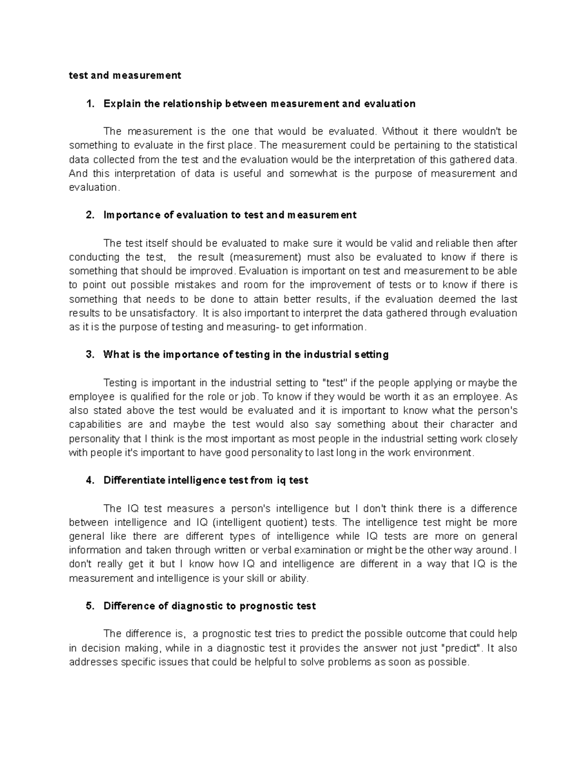 essay test in measurement and evaluation