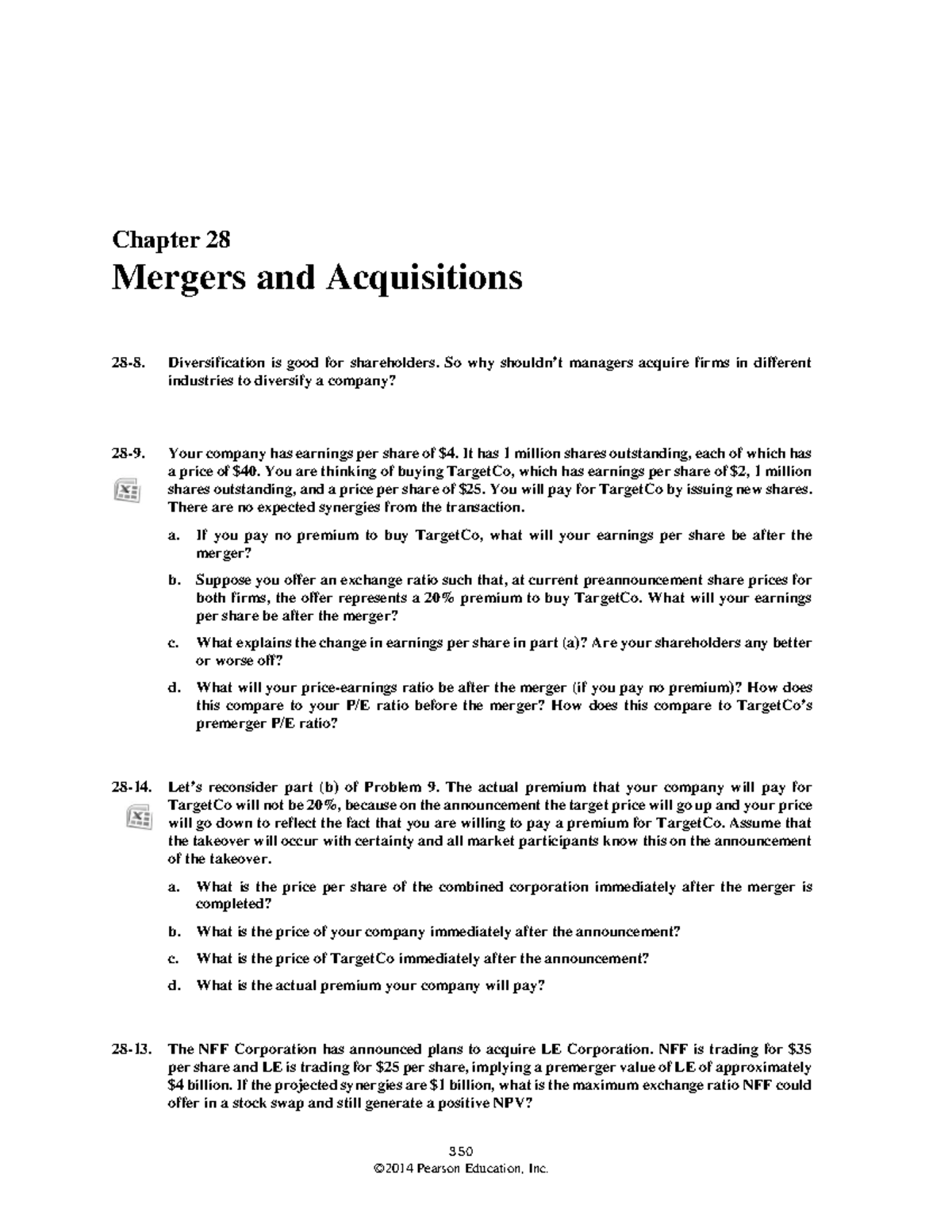 Chapter 28 Mergers & Acquisitions - 350 ©2014 Pearson Education, Inc ...