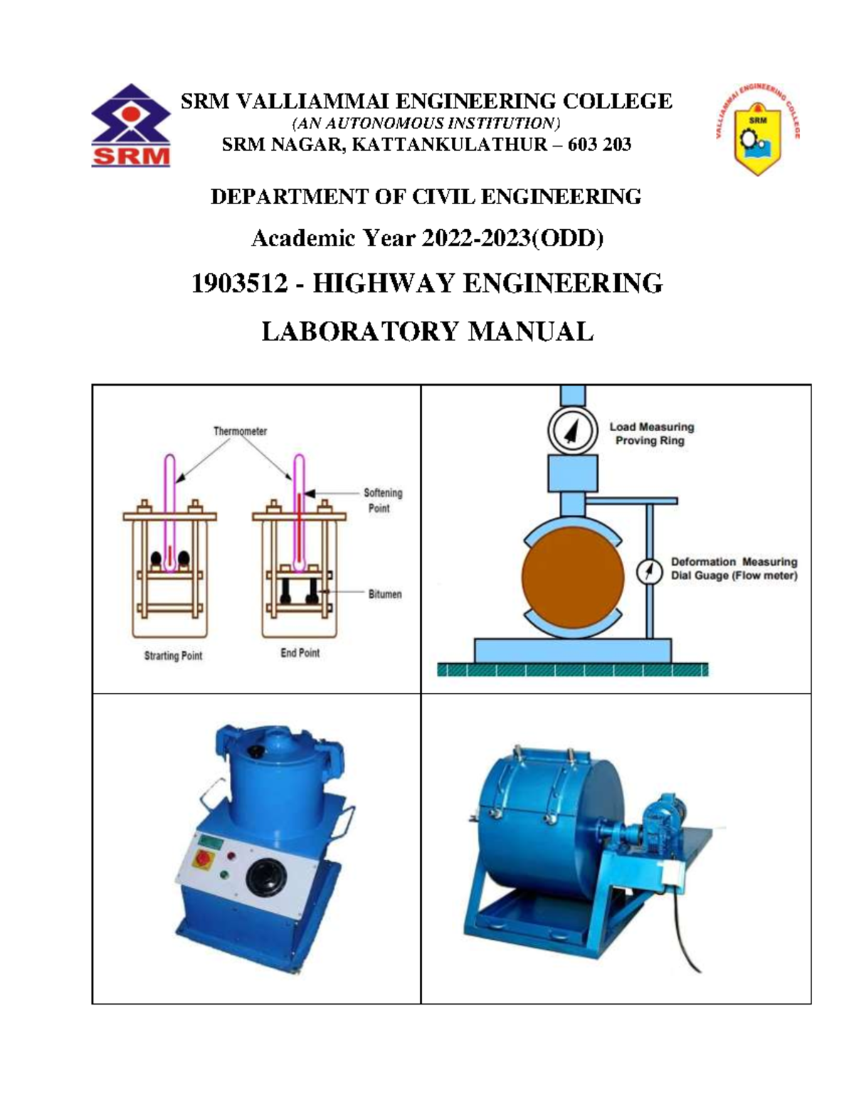 1903512 highway engineering laboratory manual - SRM VALLIAMMAI ...