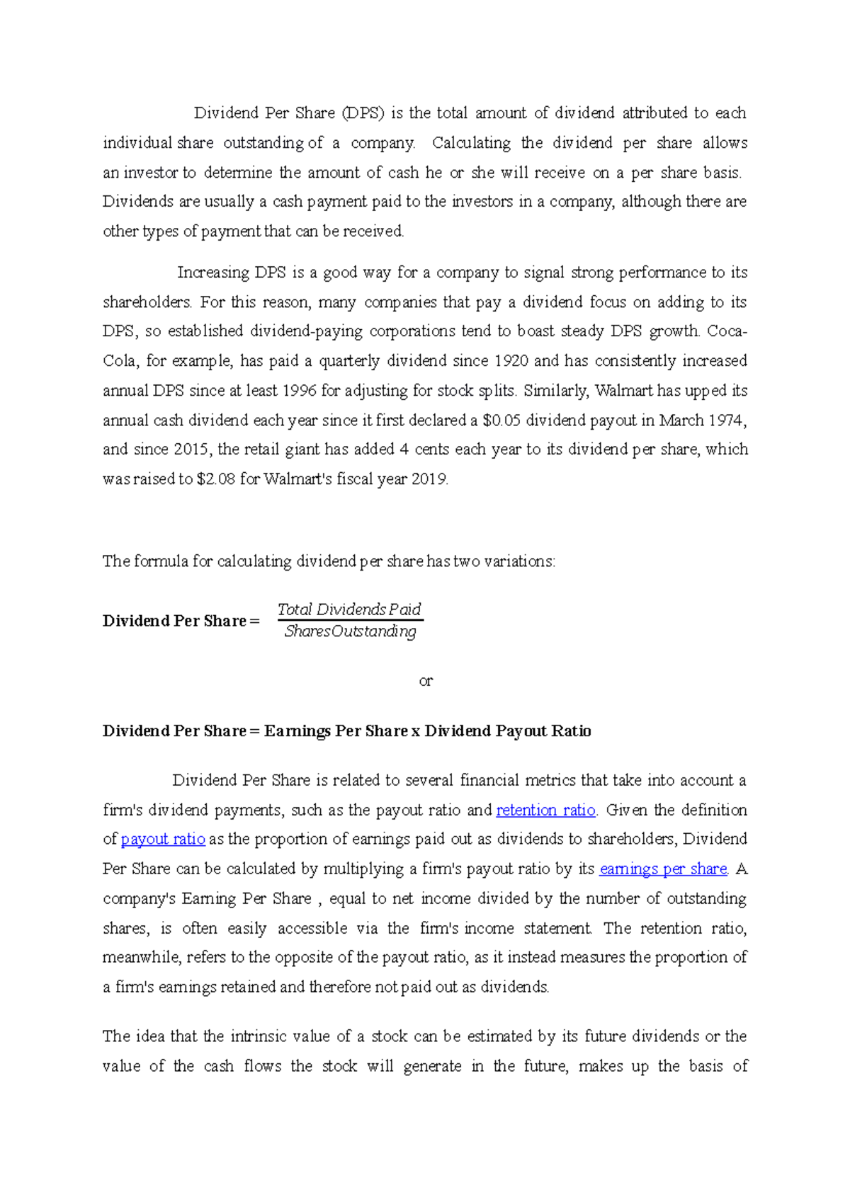 Dividend Per Share - Calculating the dividend per share allows an ...