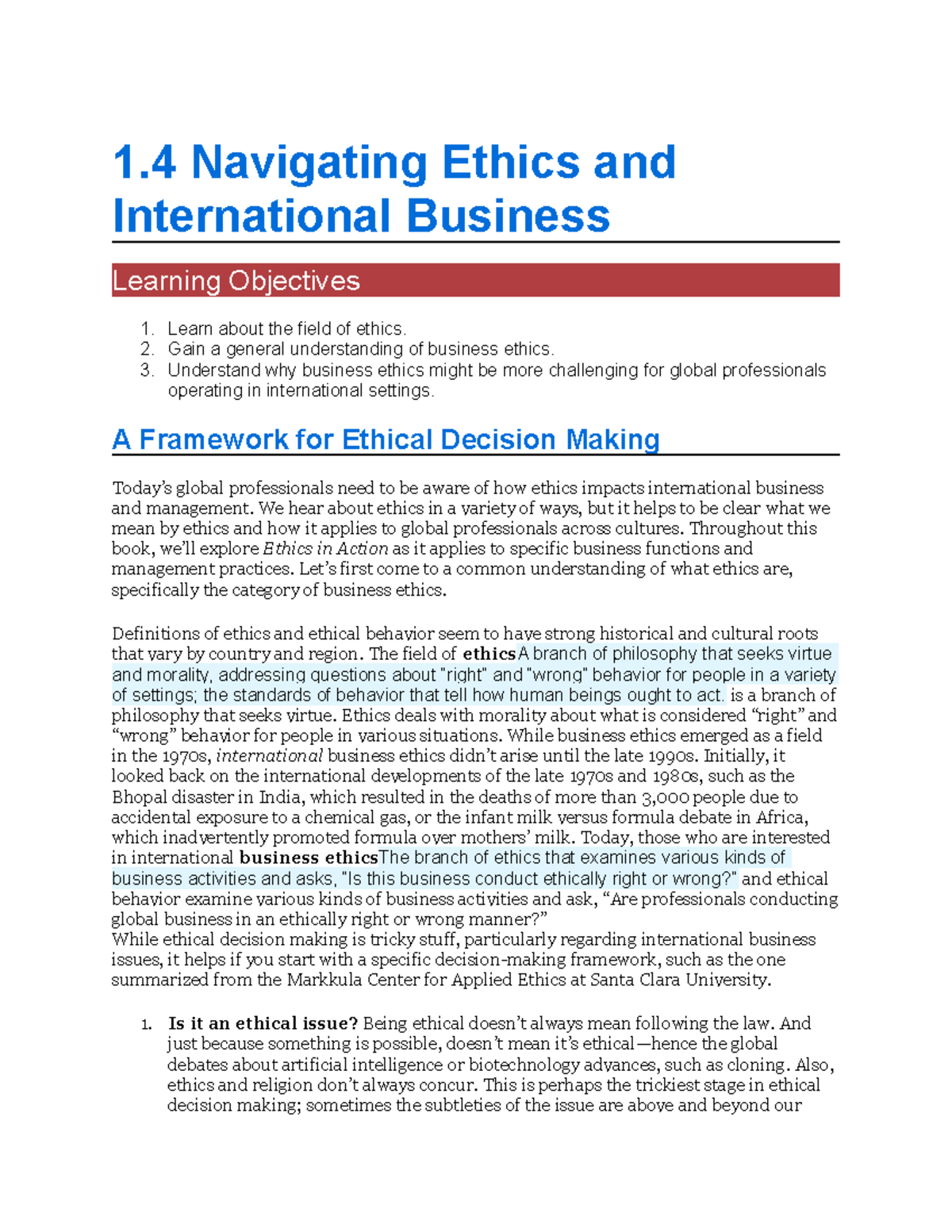 1.4 Navigating Ethics And International Business - 1 Navigating Ethics ...