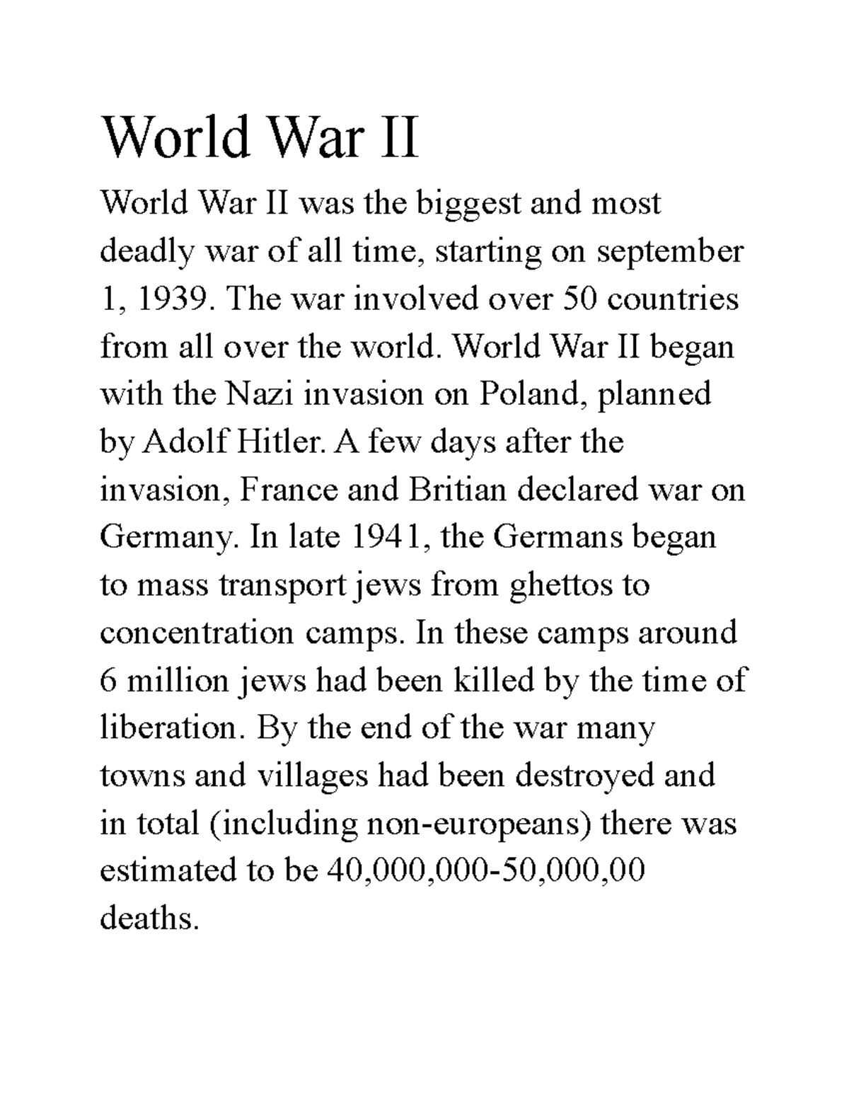 World War II Notes - World War II World War II Was The Biggest And Most ...