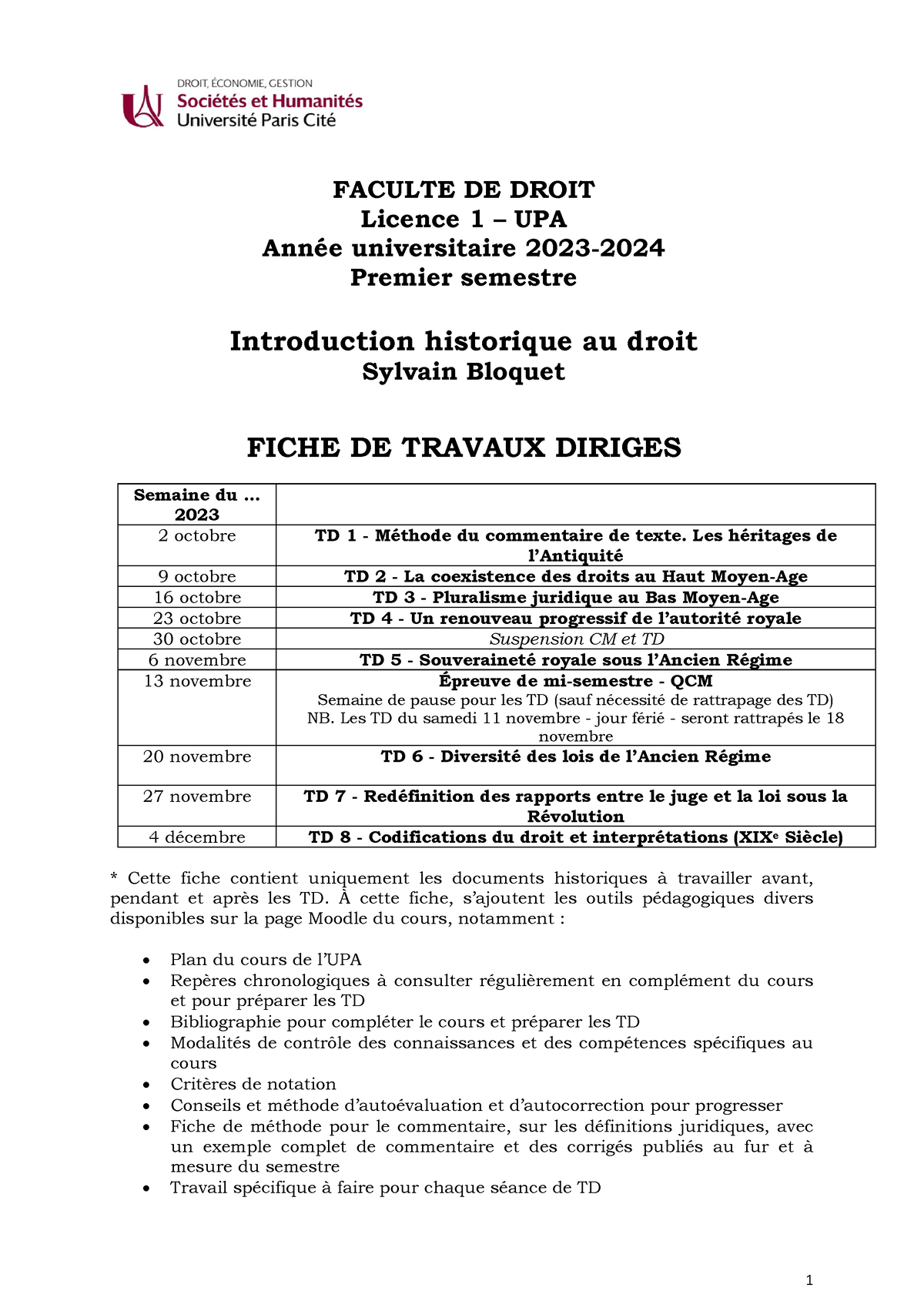 Fiche De Textes Td Intro Historique Au Droit - FACULTE DE DROIT Licence ...