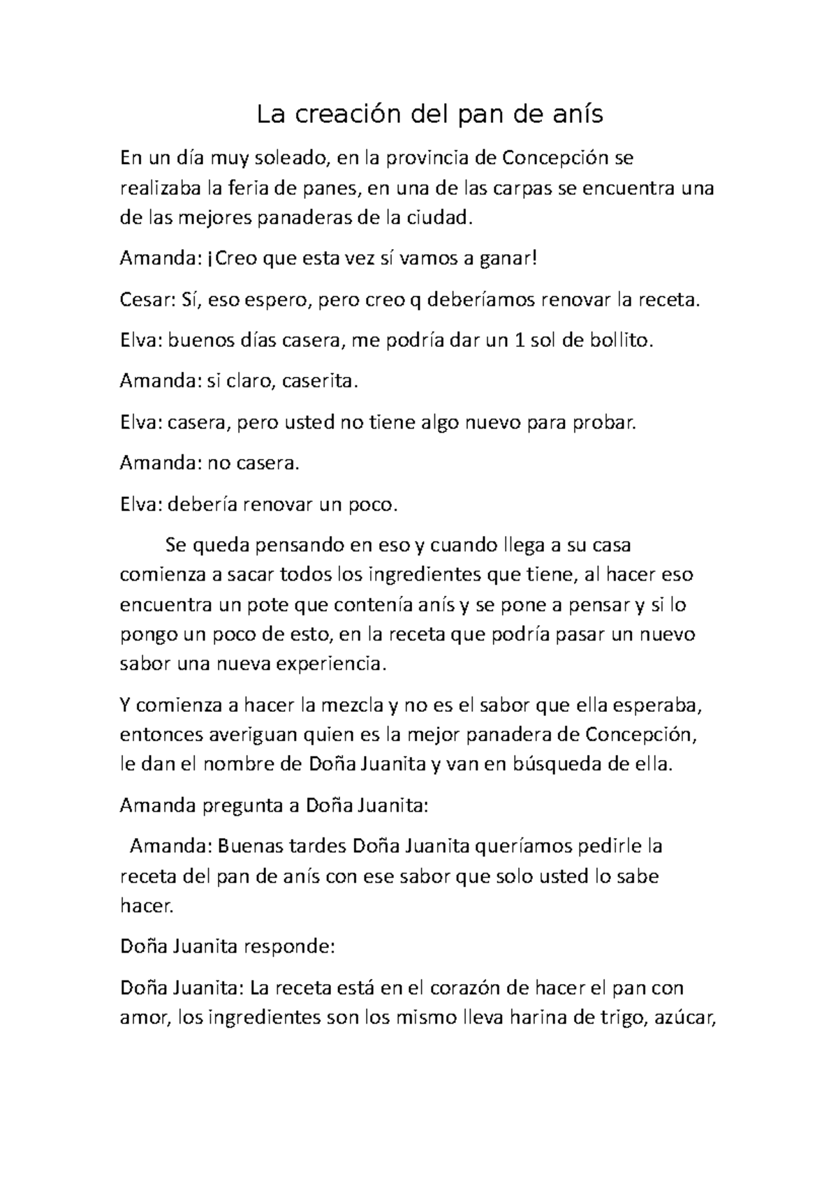 La creación del pan de anís La creación del pan de anís En un día muy