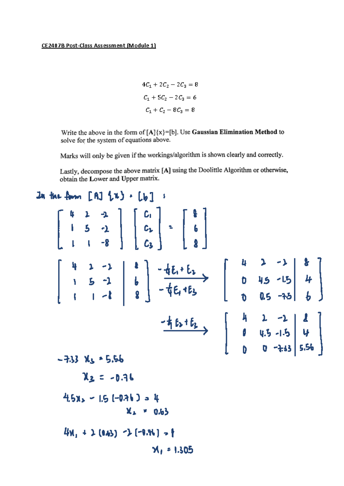 CE2407 B+Post-Class+Module+1 - ####### CE2407B Post-Class Assessment ...