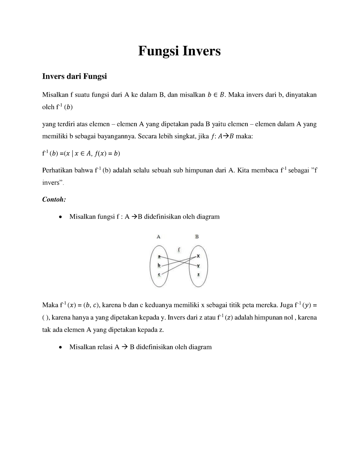 Fungsi Invers - Fungsi Invers Invers Dari Fungsi Misalkan F Suatu ...