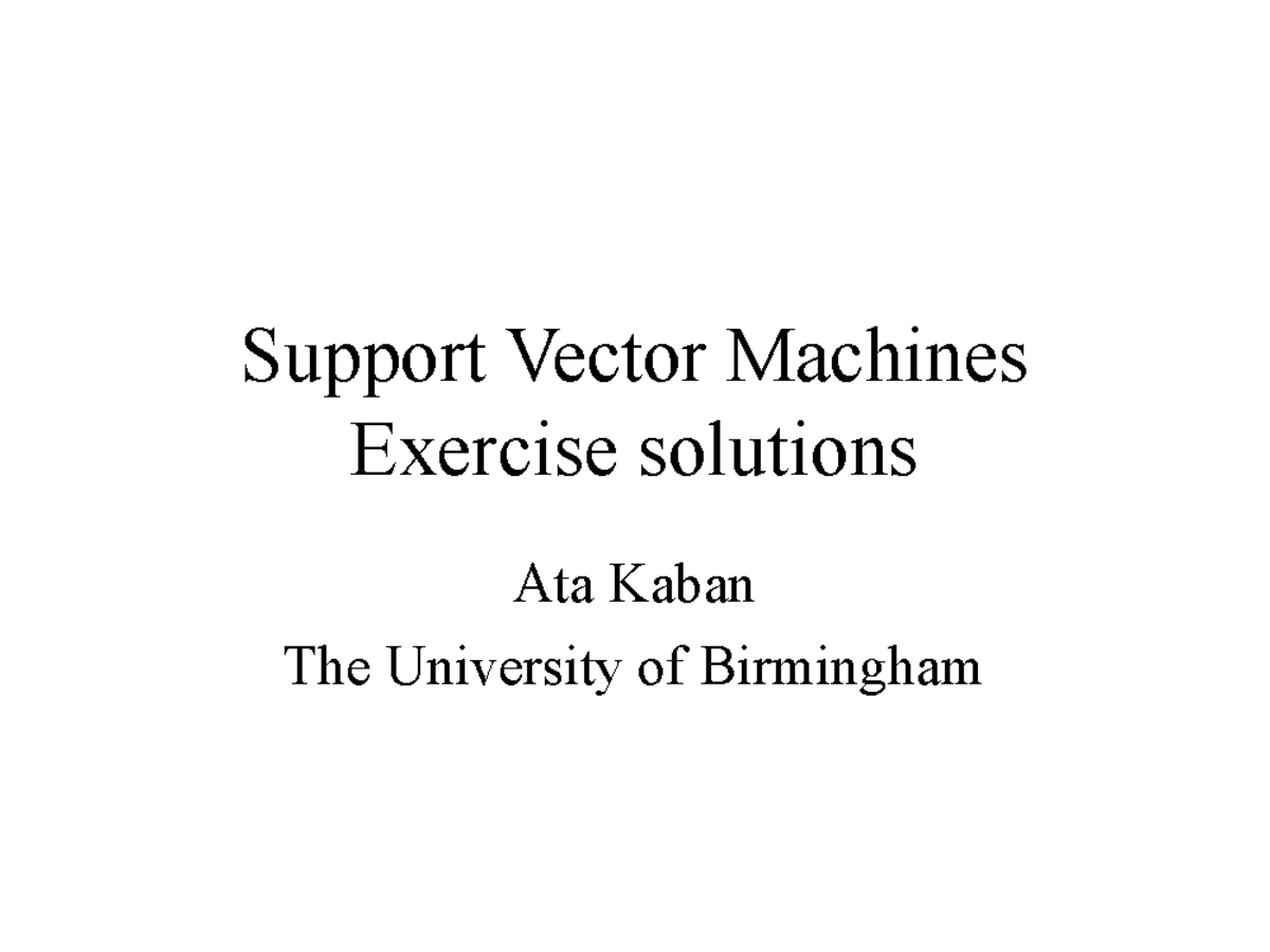 Seminar assignments - Support vector machines - Support Vector Machines ...
