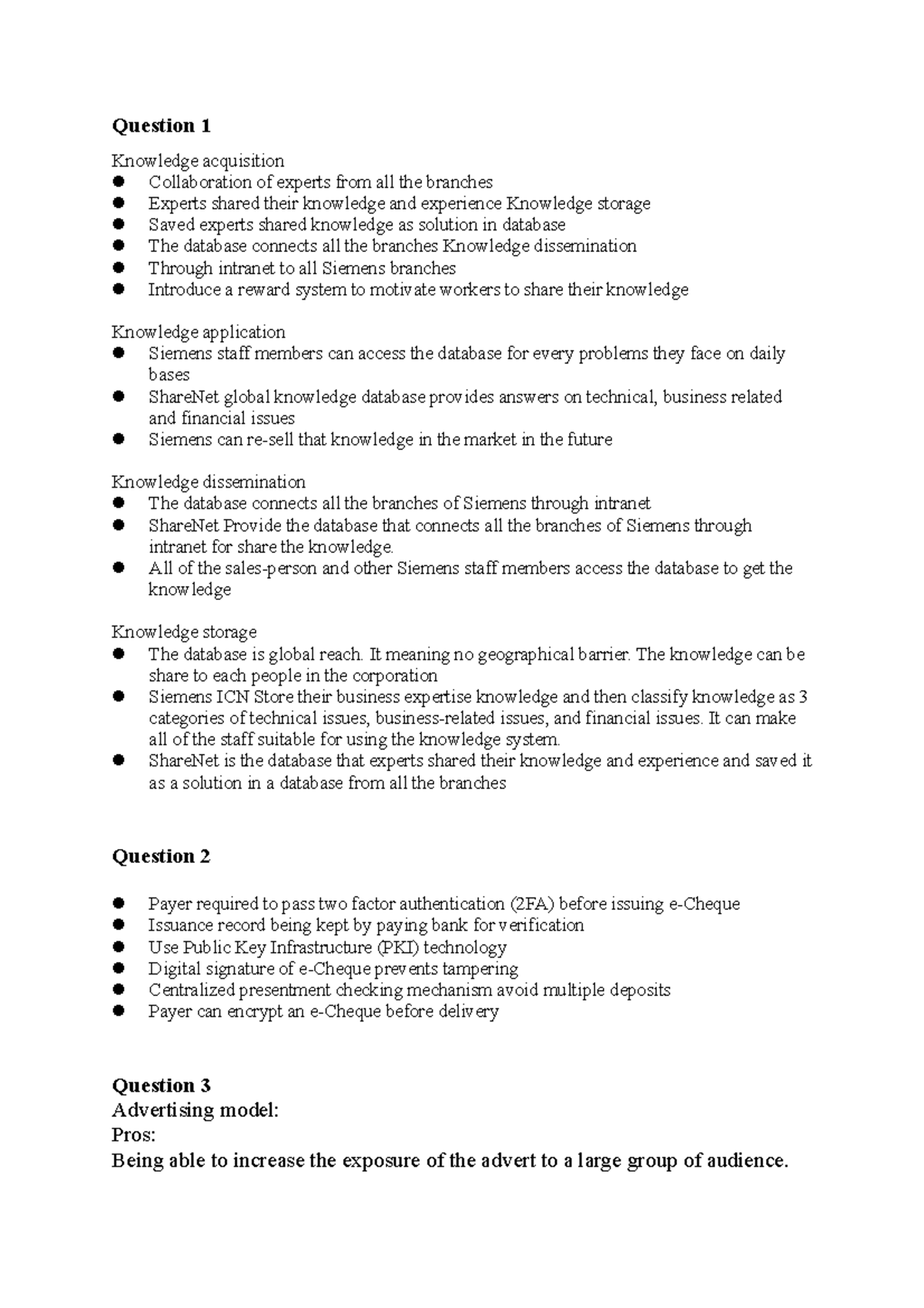 Assignment 2 good answer example - Question 1 Knowledge acquisition ...