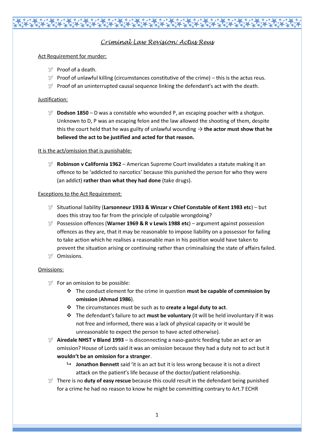 3. Criminal Law Revision Actus Reus - 1 Criminal Law Revision: Actus ...