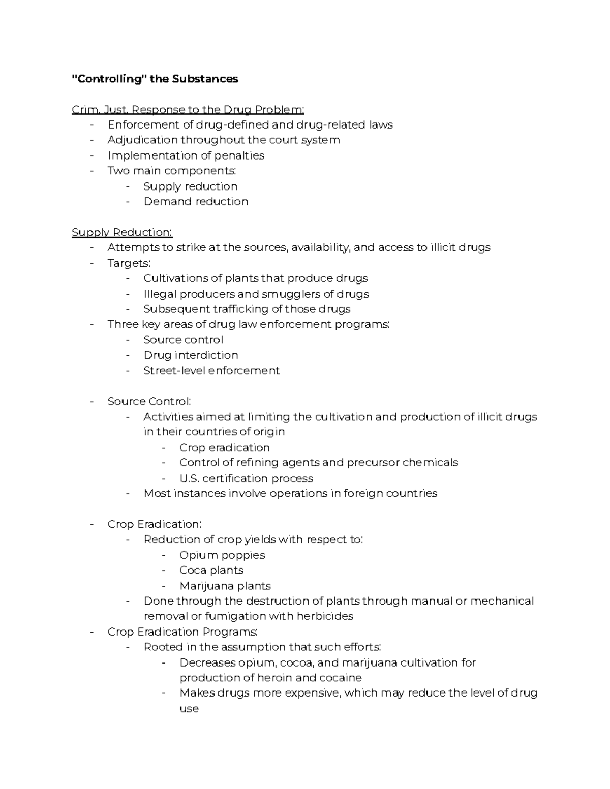 Controlled Substances Notes Section 3 - “Controlling” the Substances ...
