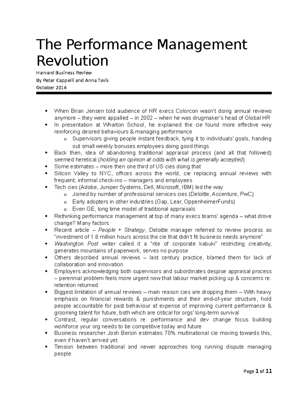 Notes (Performance Management Revolution) - The Performance Management ...