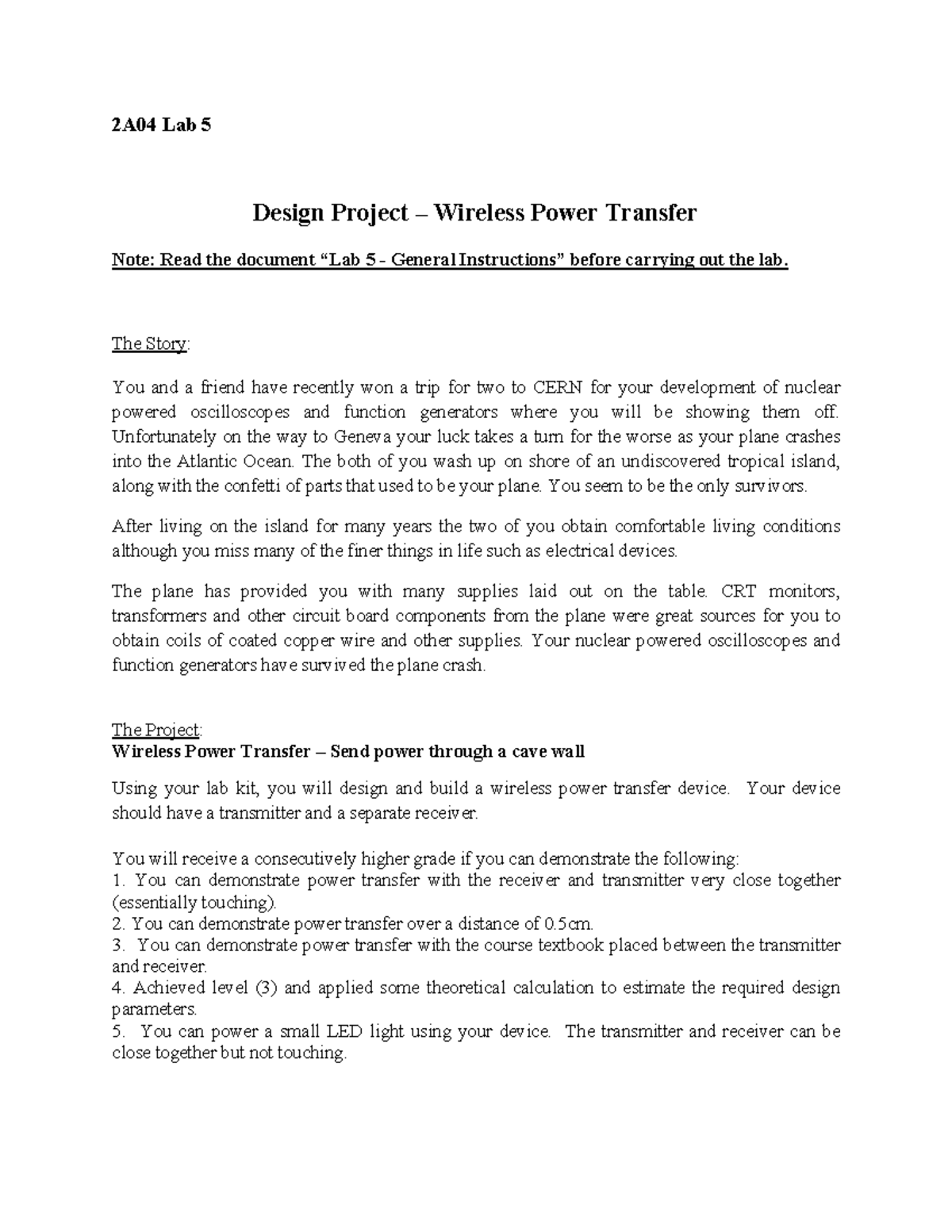 Lab 5 - L4 - Wireless Power Transfer - 2A04 Lab 5 Design Project ...