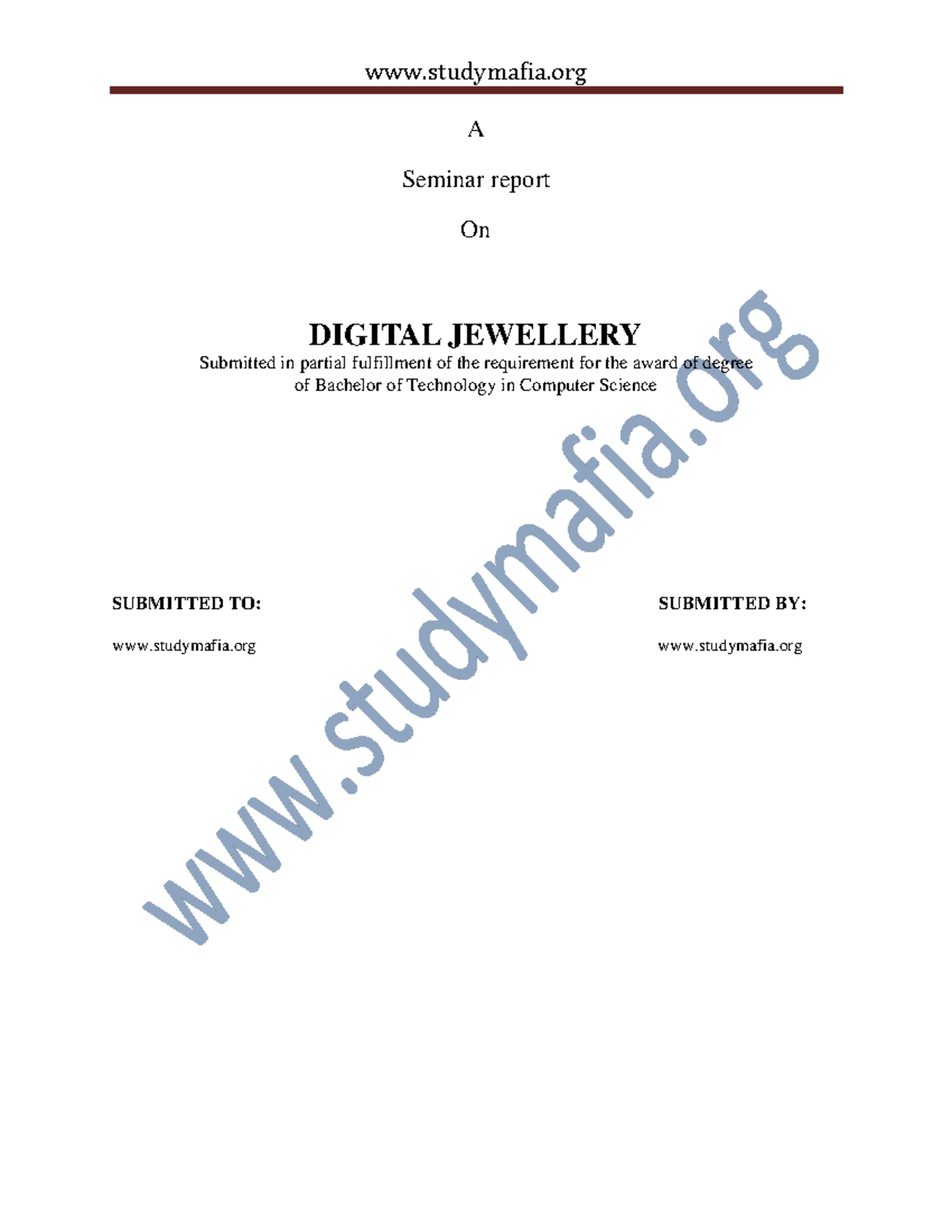 CSE Digital Jewellery Report A Seminar report On DIGITAL JEWELLERY