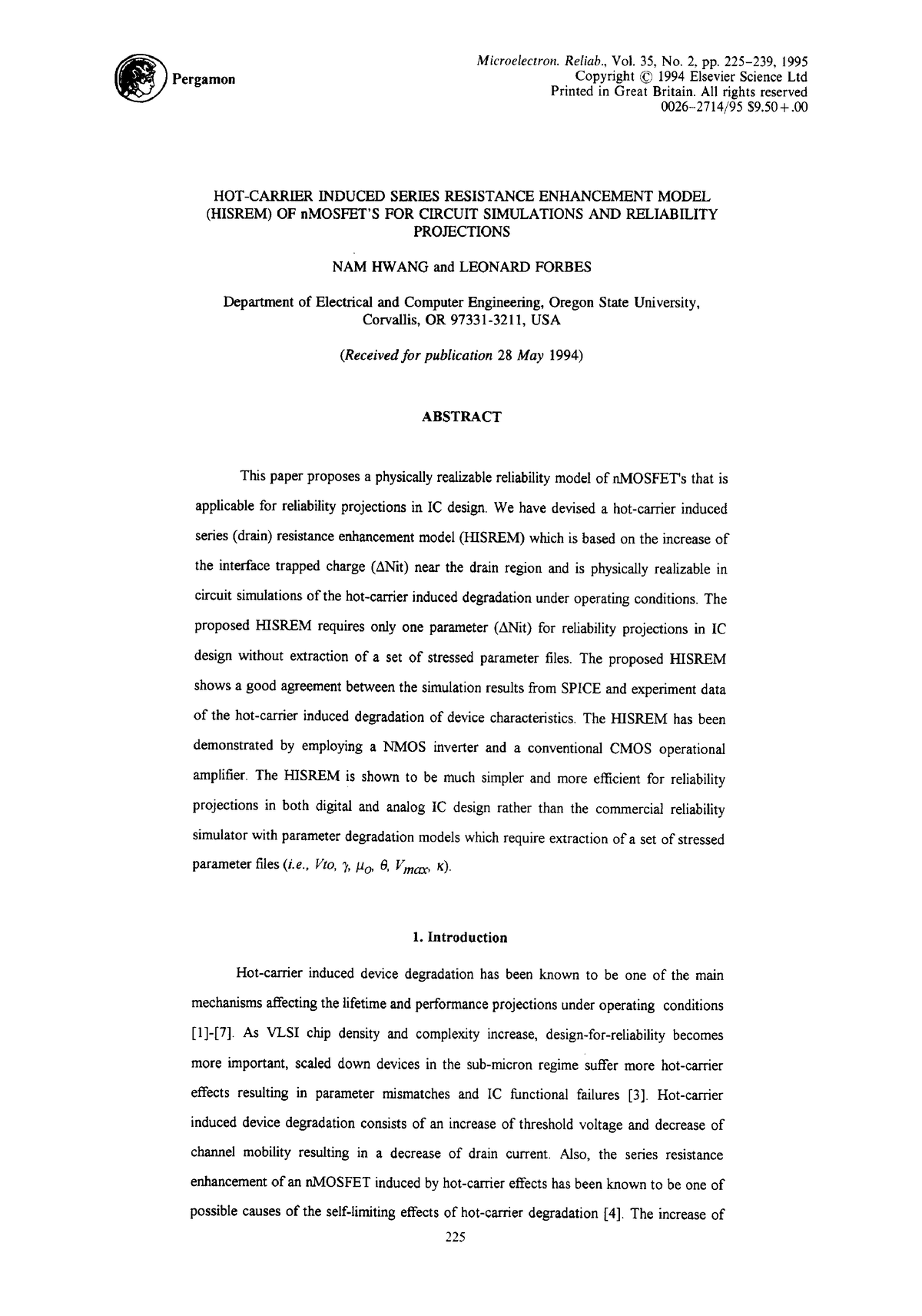 Hot carrier induced series resistance en - Pergamon Microelectron ...