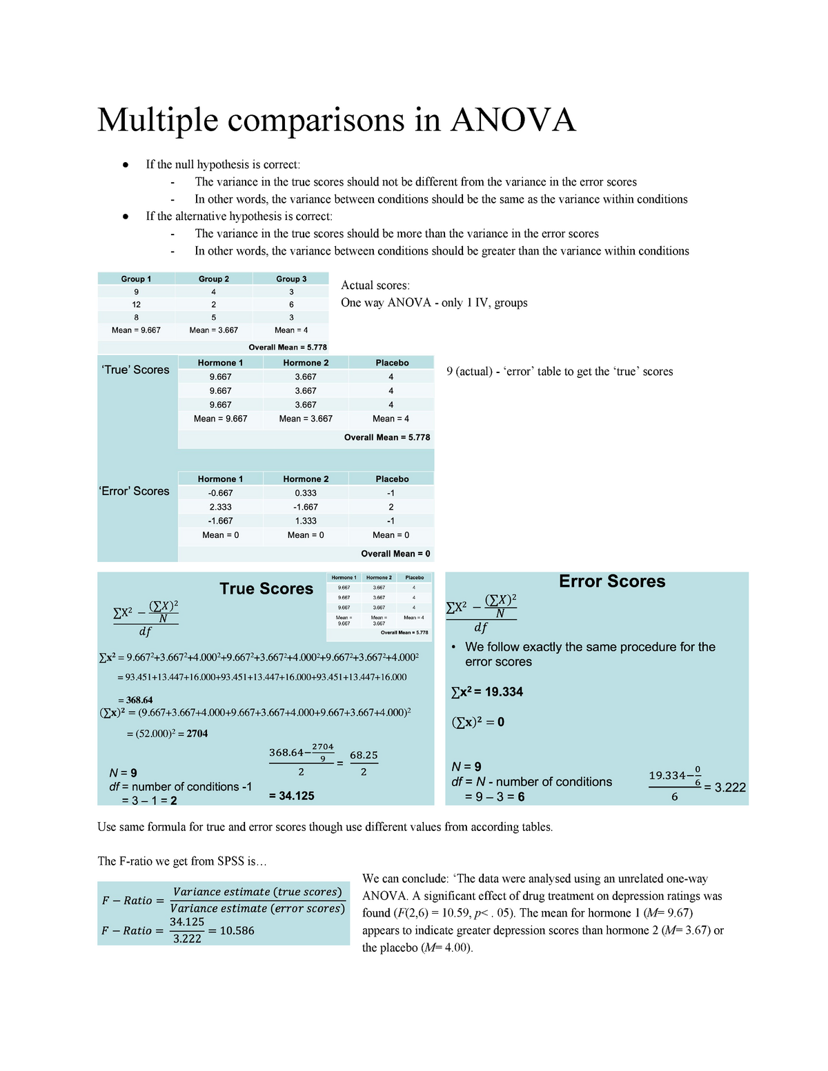 What Are Multiple Comparisons In Anova