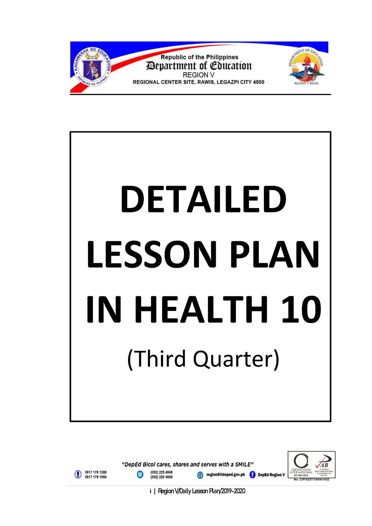 Health 10 3rd Quarter Final - I | Region V/Daily Lesson Plan/2019 ...