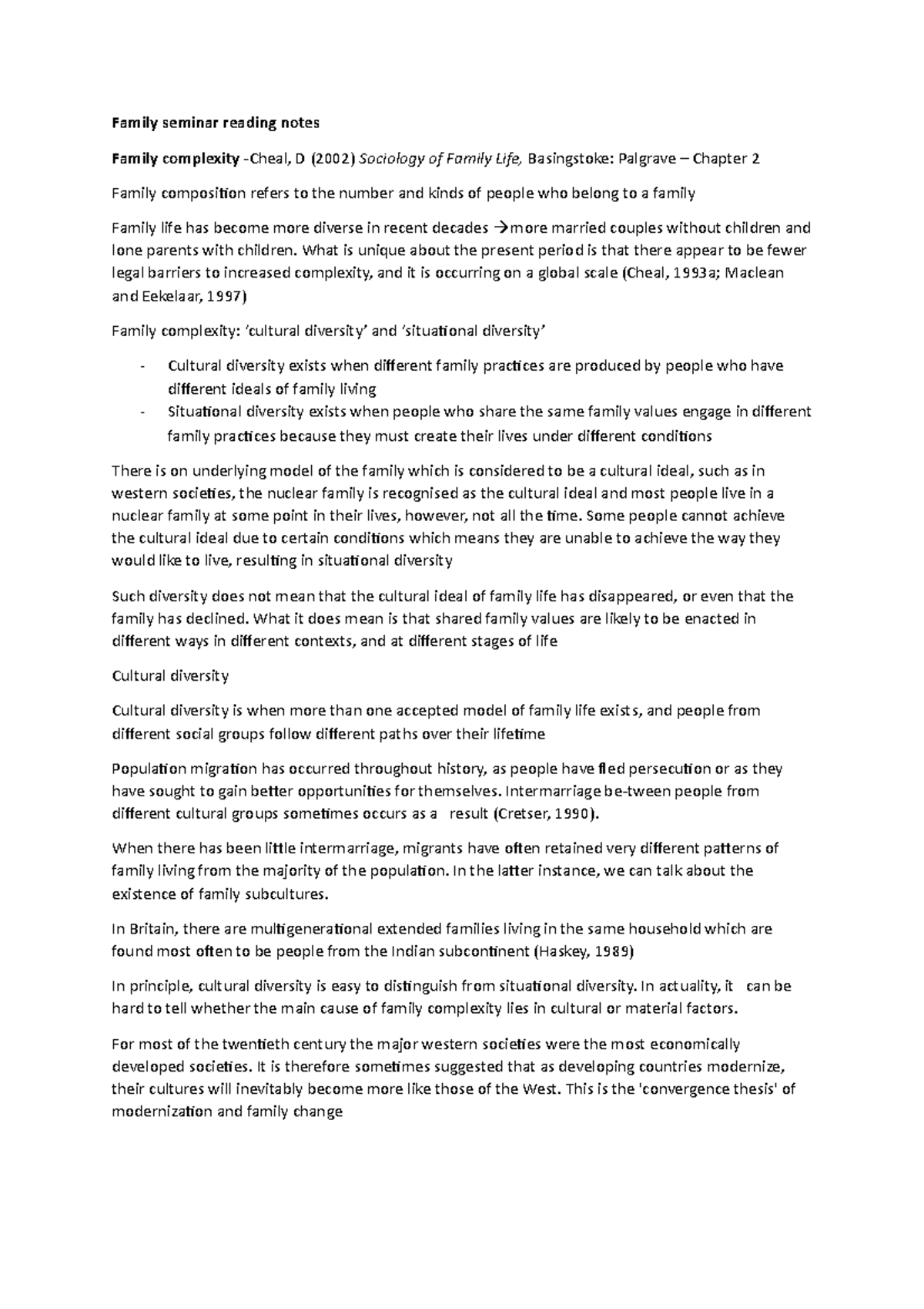 Family seminar reading notes - Family seminar reading notes Family ...