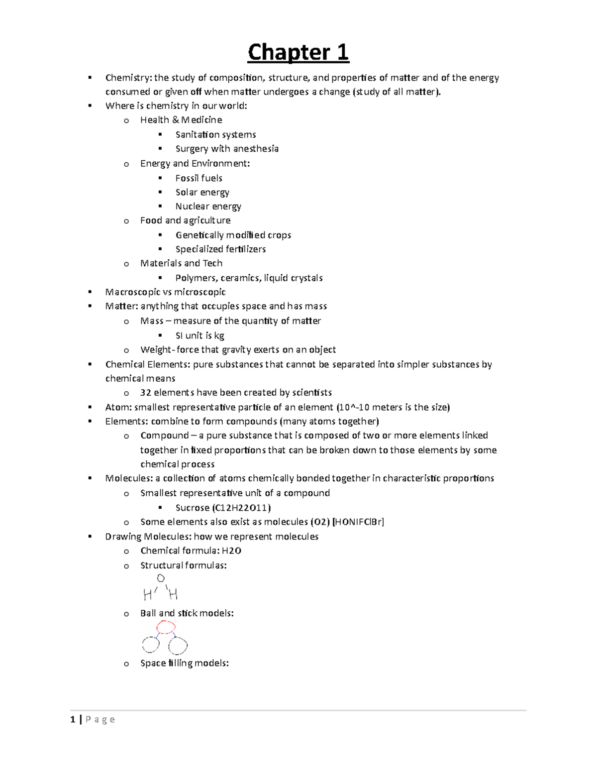8-25-2021 notes - Chapter 1 Chemistry: the study of composition ...
