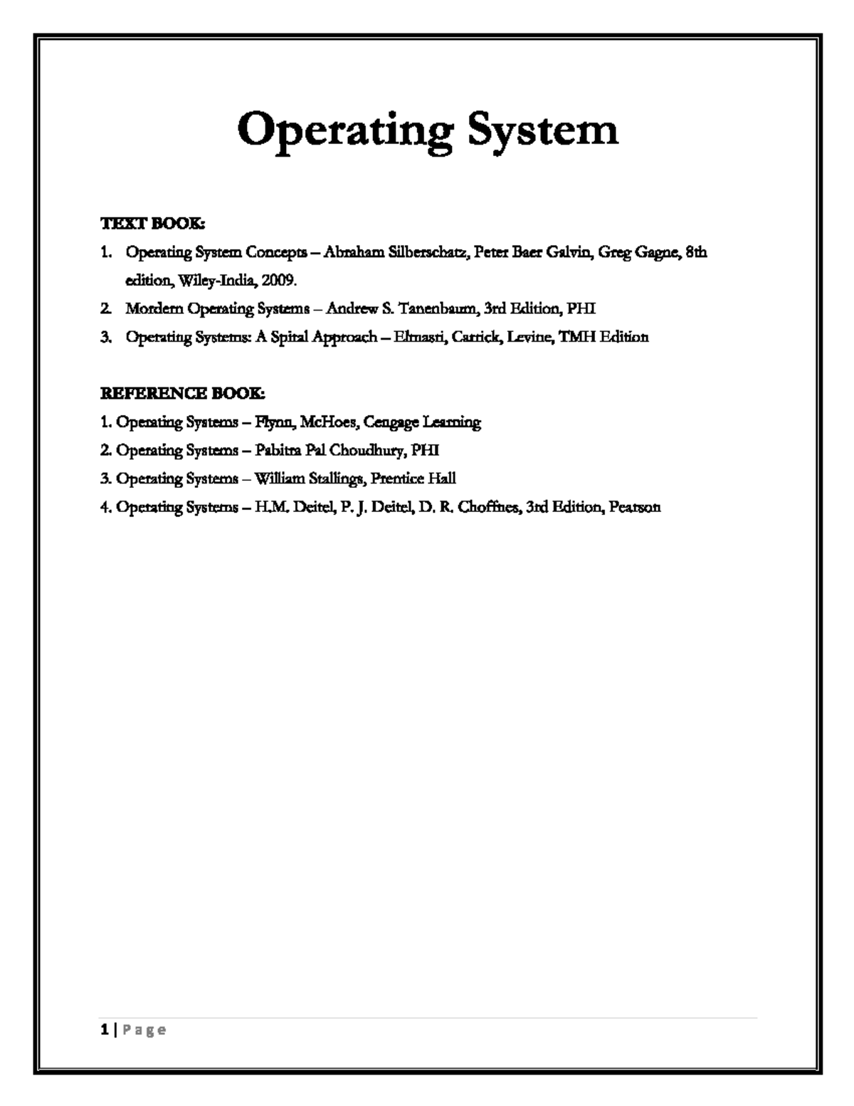 Operating System - Computer Science And Engineering - Studocu