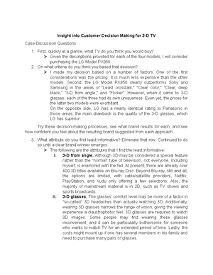 Insight into Consumer Decision Making for 3-D TV