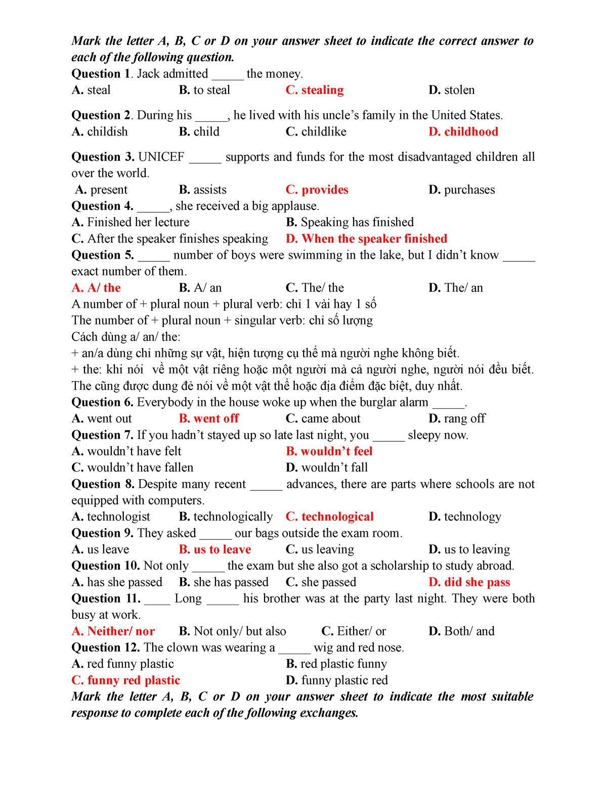 De Thi Hk1 - English - Mark The Letter A, B, C Or D On Your Answer ...