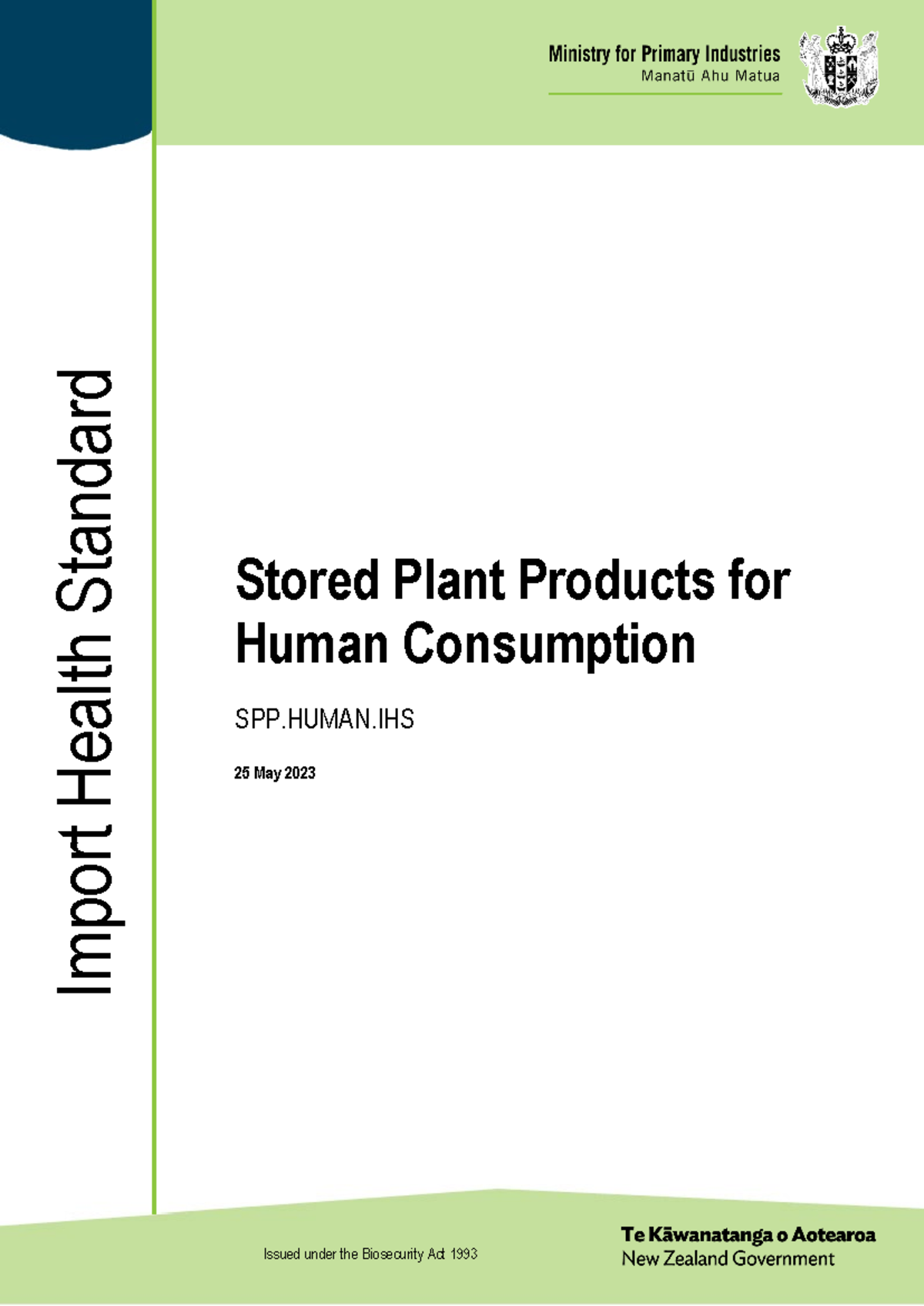 1663 Stored Plant Products for Human Consumption IHS 20230525 - Issued ...