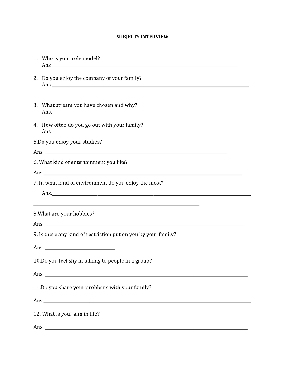 interview questions for psychology case study