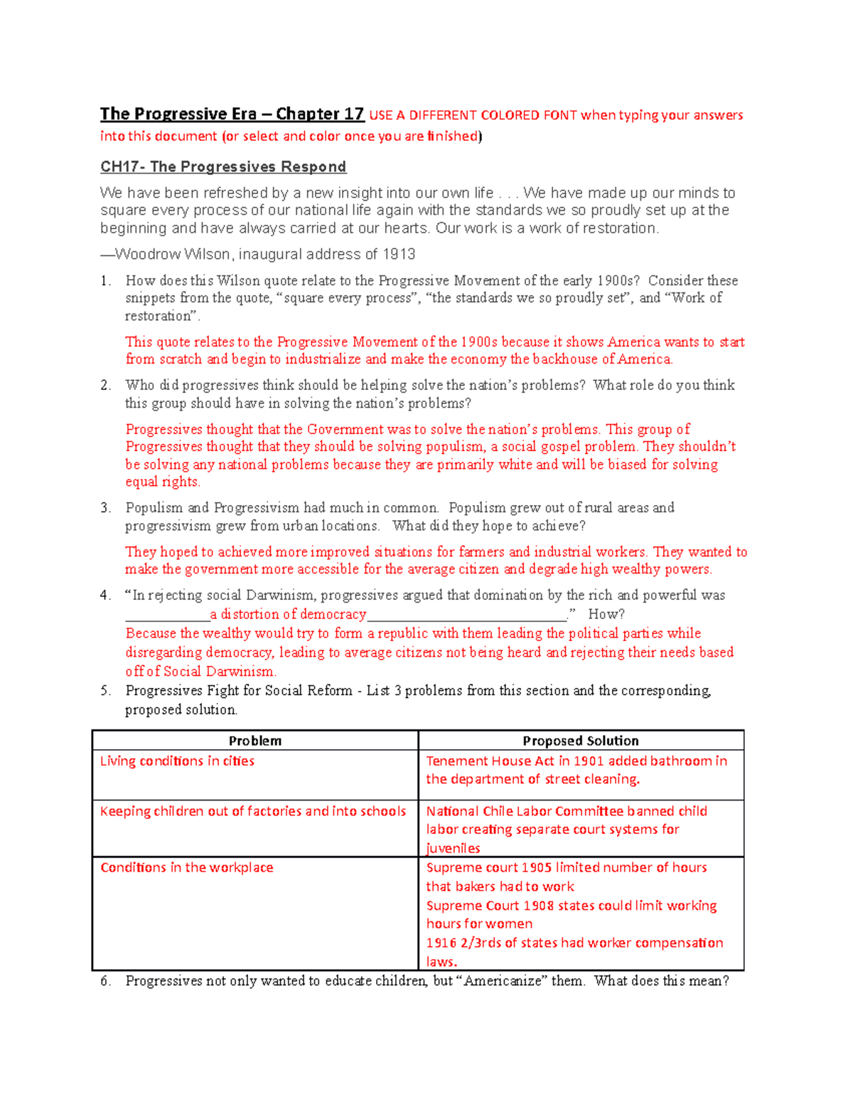 CH 17 The Progressive Era-1 - The Progressive Era – Chapter 17 USE A ...