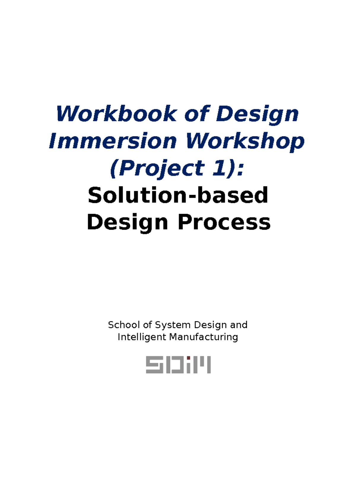 1. Blank Workbook Project 1 - Workbook of Design Immersion Workshop ...