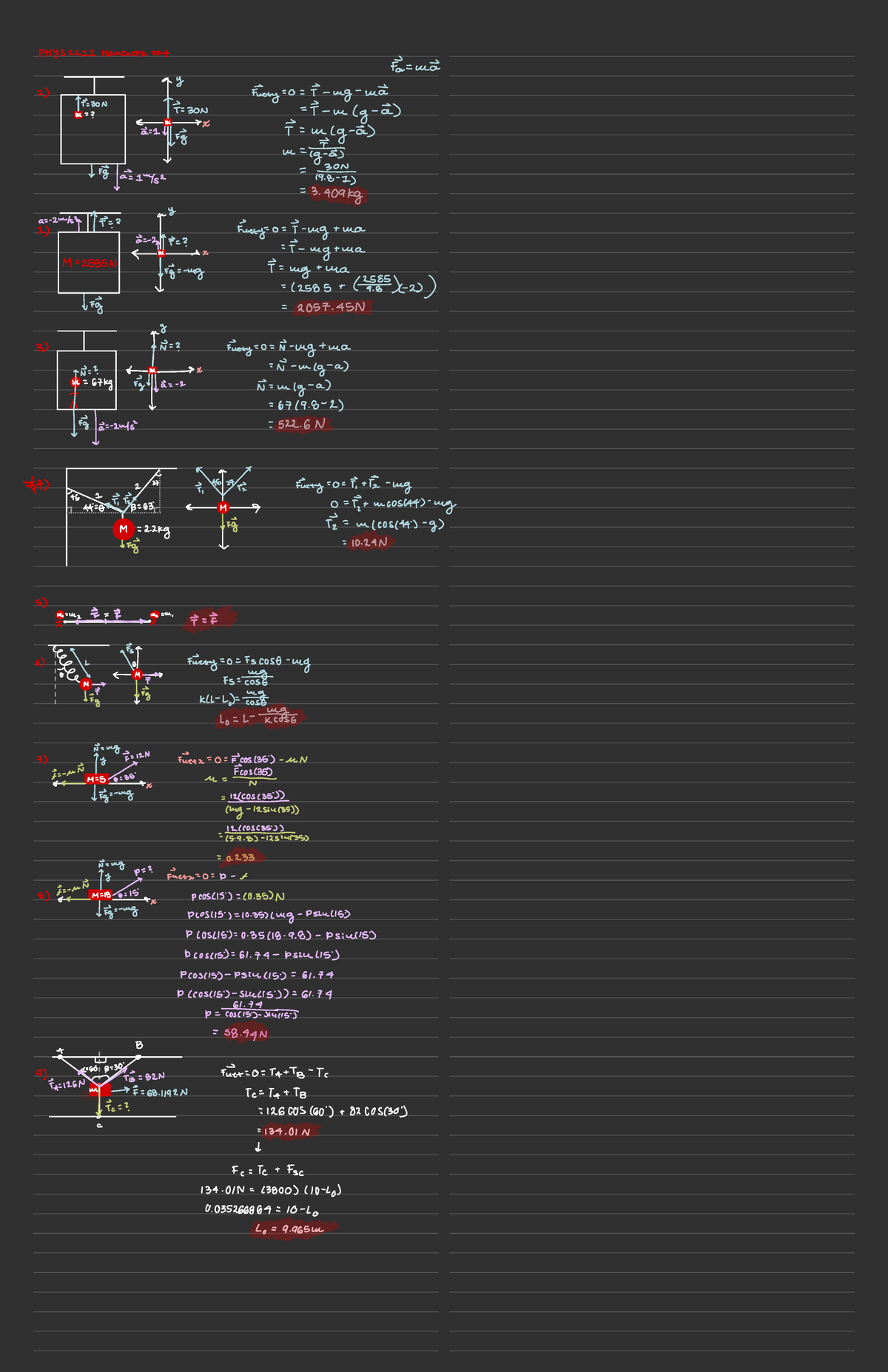 Phys 2211 Homework 4 Dynamics And Forces Weeks 4 6 Phys 2211