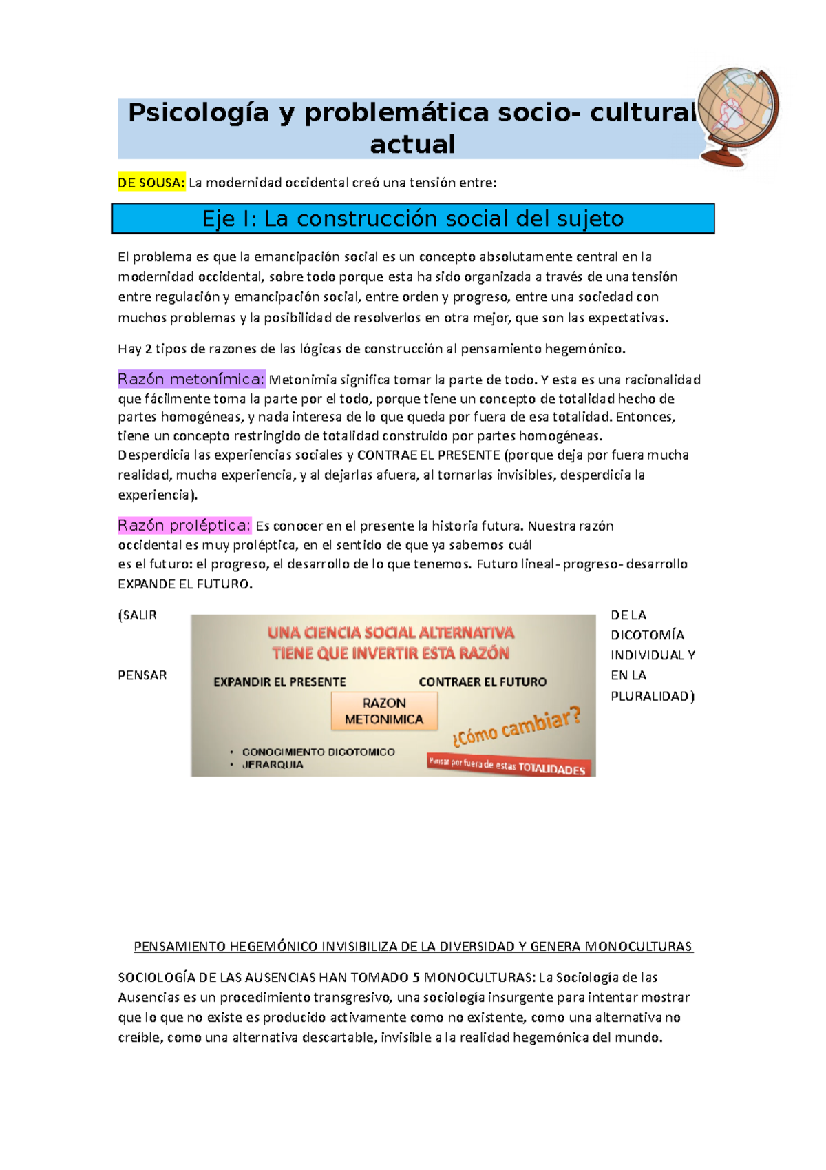 1era clase Problemática - Psicología y problemática socio- cultural ...