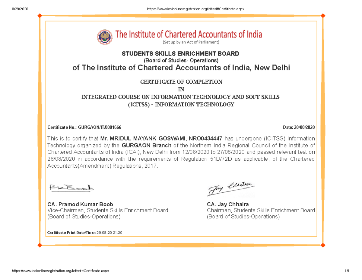 Itt Certificate - 8/29/2020 icaionlineregistration/IcitssIttCertificate ...